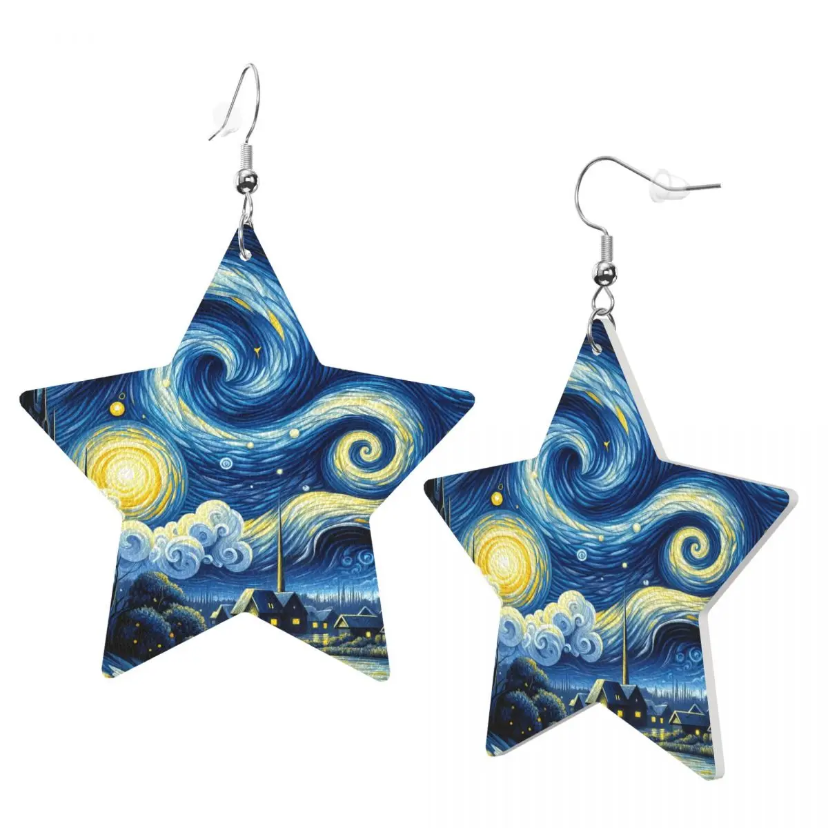 Custom Drop Dangle Earrings Vincent Van Gogh Painting Collage Leather Teardrop Earrings PVC Leather for Gifts Dainty Jewelry