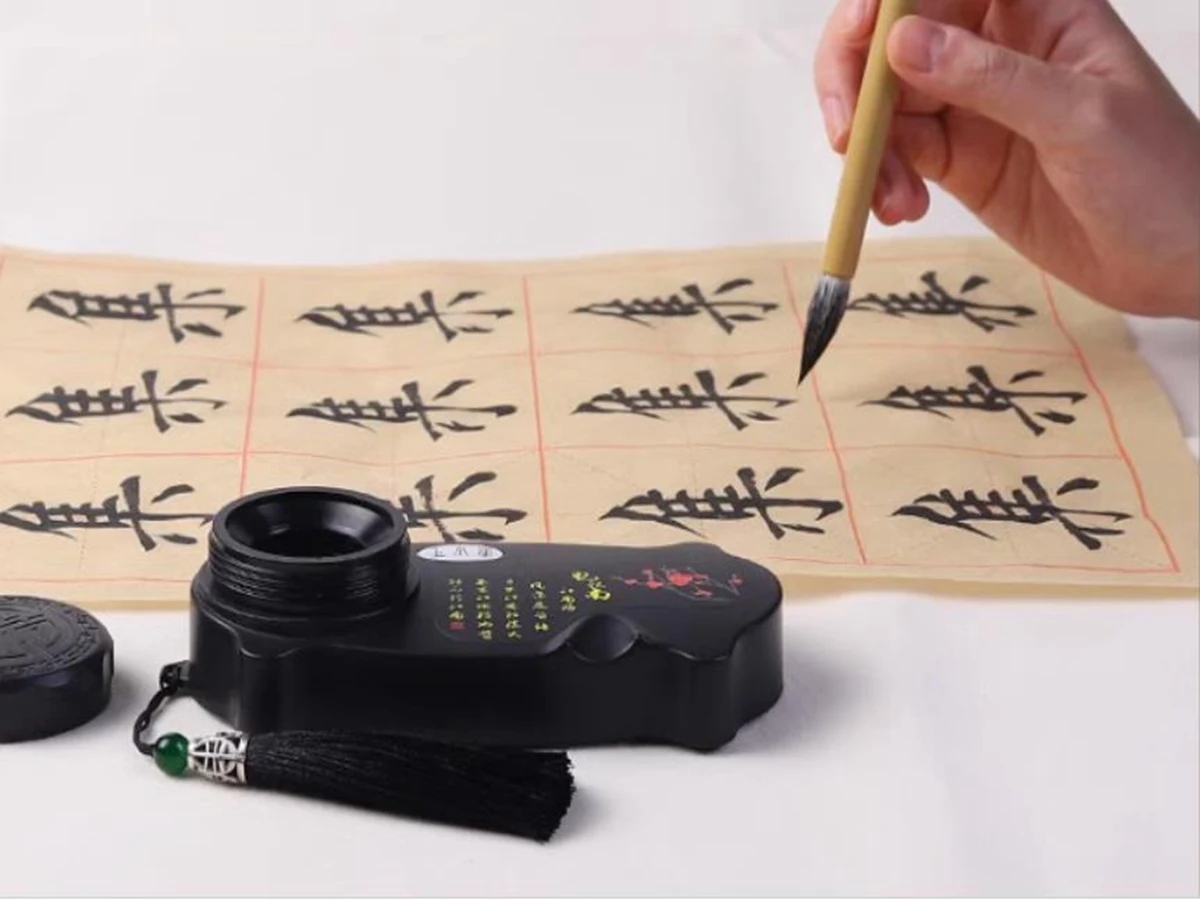 1pc Portable Ink Cartridge With Cover Inkslab Chinese Water Brush Calligraphy Painting Tool