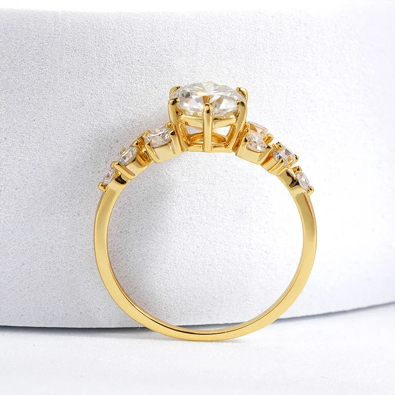 Syoue cincin 14K 10k warna kuning emas 1.3cttw untuk wanita, perhiasan kualitas mewah, cincin pernikahan berlian Lab berkilau