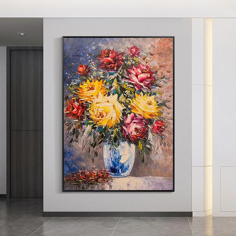 

OQ100% Hand Painted New Textured Design Oil Painting Home Wall Decoration Color Flower Art Canvas Picture Living Room Decorative