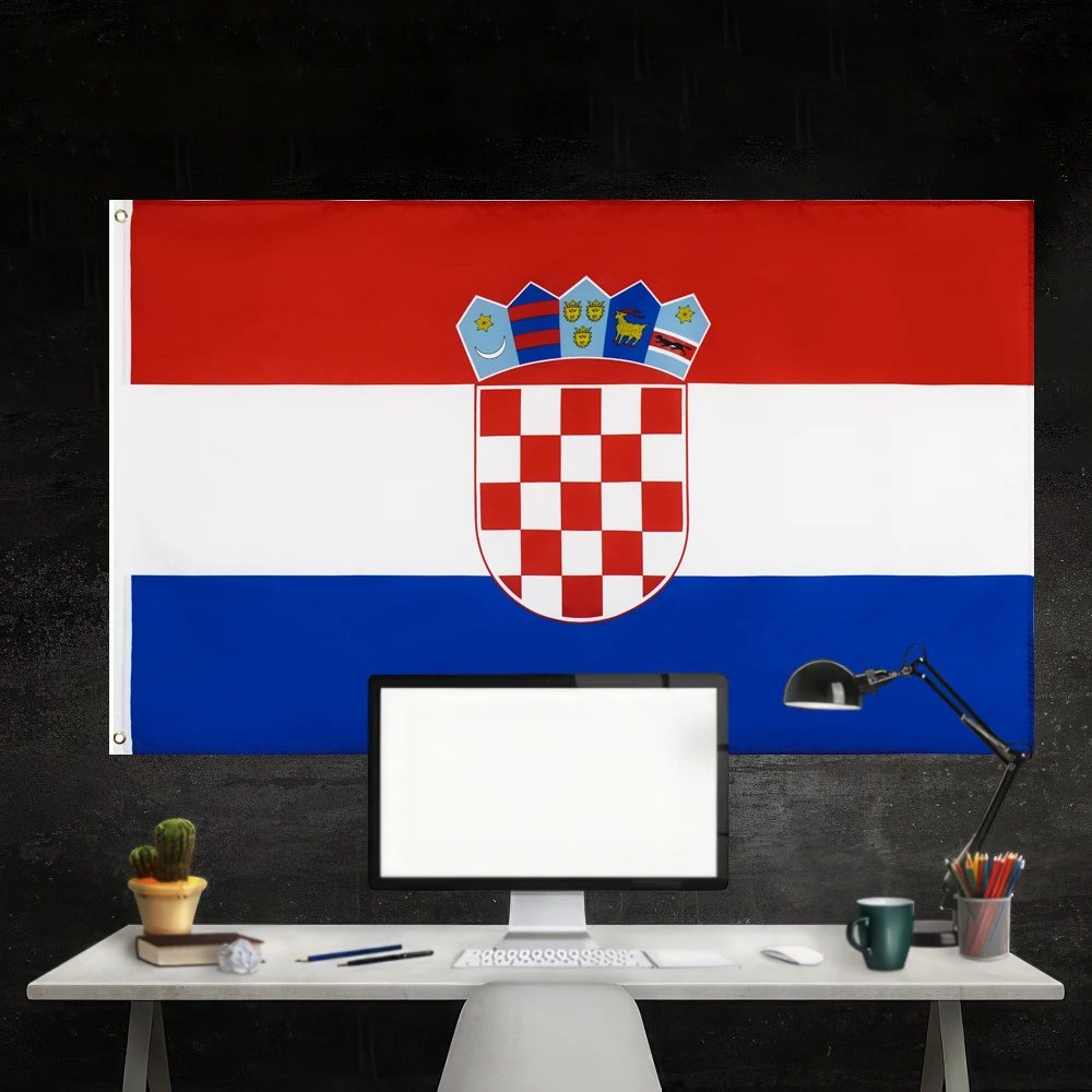 FLAGap 3x5FT Flag of Croatia upper - red, middle - white and lower - blue suitable for living rooms, garage rooms with 2 buckles