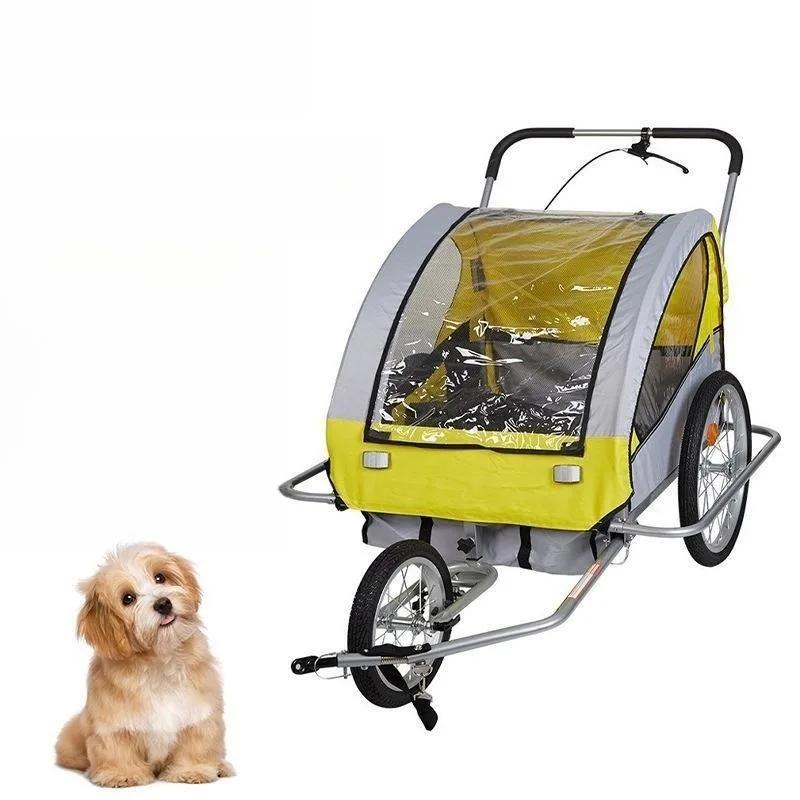 Pet bicycle trailer foldable cat and dog cart two users