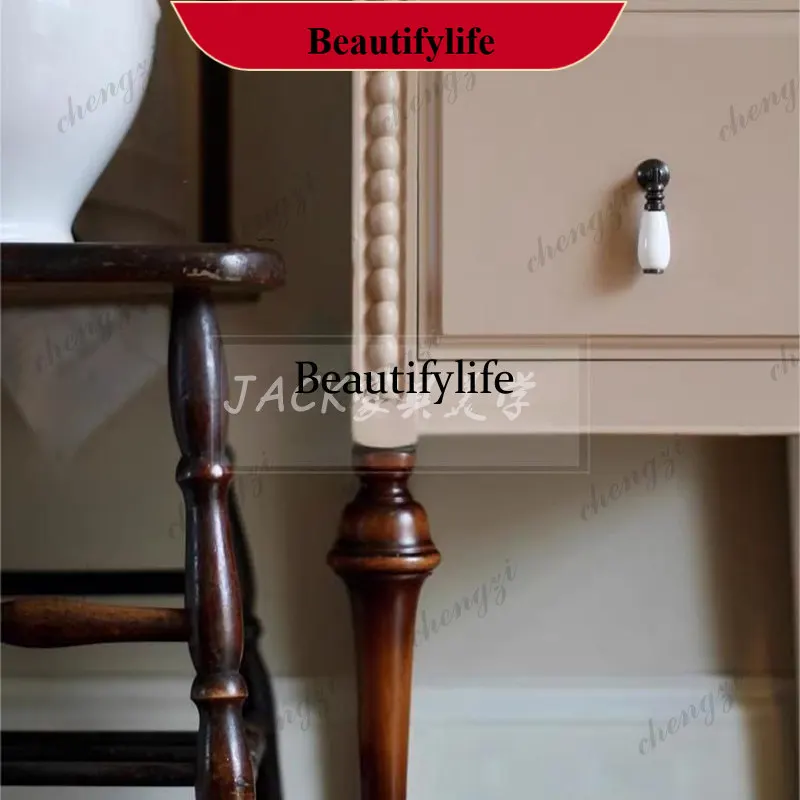 

YL French retro solid wood dresser American medieval bedroom simple creative makeup table locker integrated