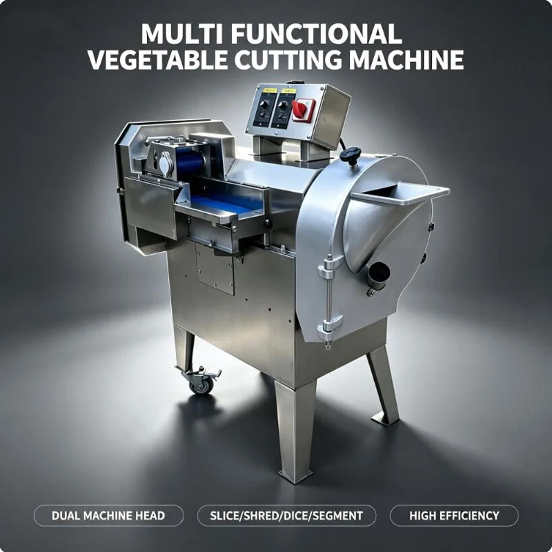 Canteen High Power Double Head Vegetable Cutting Machine Commercial Auto Slice Shred Dice Segment Processor Vegetable Cutter Mac