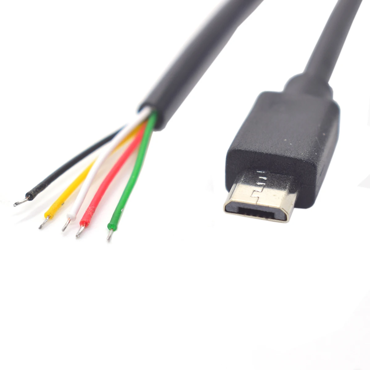Micro USB 5-Pin Pigtail Cable 0.3M/1FT 28AWG w/ Bare Ends for Repair DIY