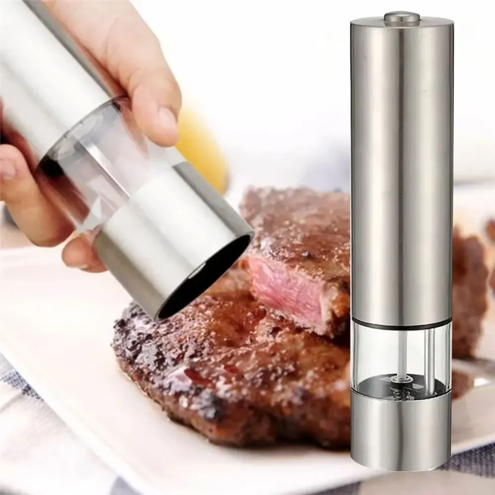 

Electric Pepper Grinder Multifunctional Stainless Steel Kitchen Tool for Grinding Black Pepper, Sea Salt, and Spices