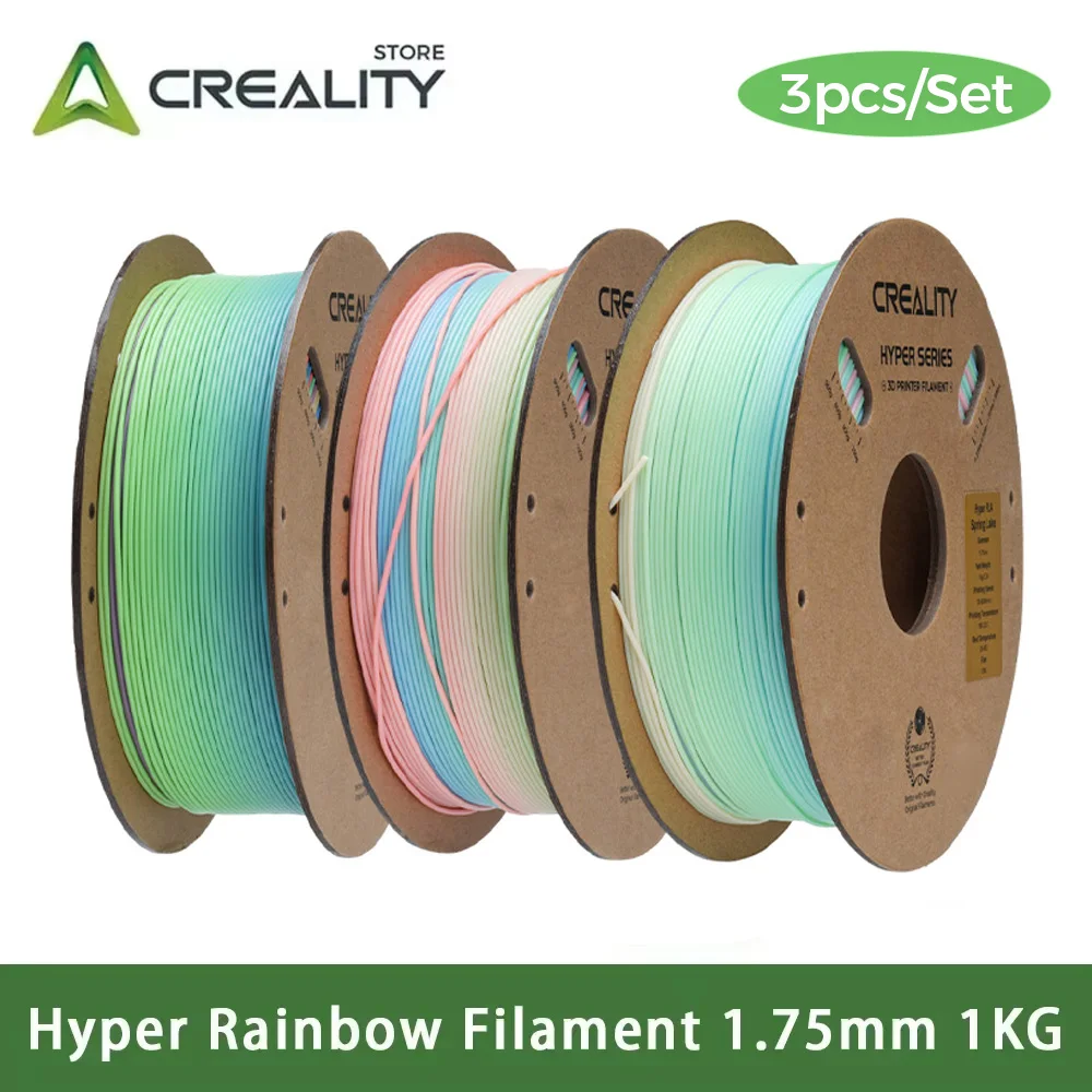 Creality Hyper PLA Filament Rainbow 3pcs 1KG ±0.03mm Accuracy High Speed Filament 1.75mm Multicolor Color 3D Printer Materials