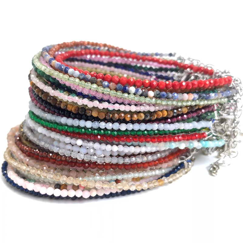 Natural Stone 2-3mm cut bracelet necklace Jewelry Bead Foot Chain lapis lazuli zircon quartz amazonite New In Cute Summer