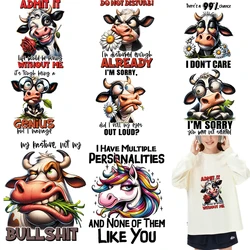 Fun and funny cows Iron on Patches for Clothes Transfer DTF Transfers Ready to Press Patch Shirts Heat transfer stickers