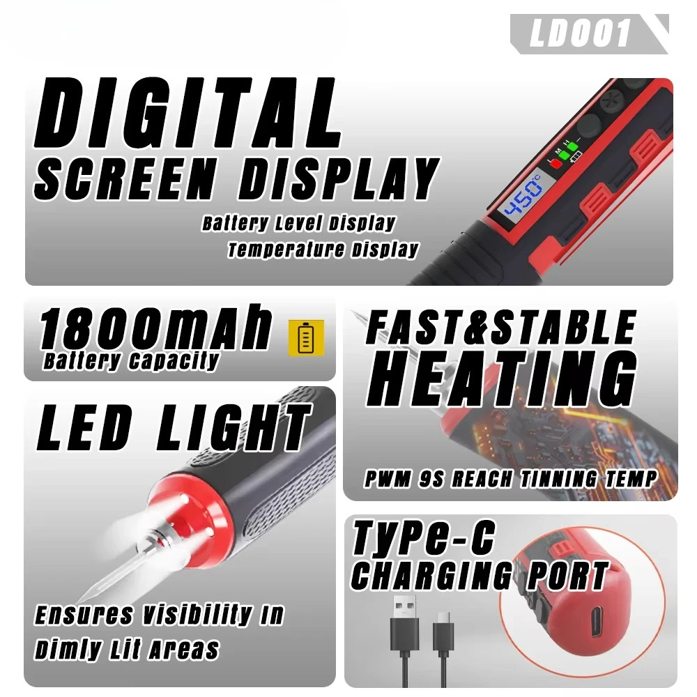 Portable Mini USB Lithium  Powered Soldering Iron Kit Multi-Purpose Wireless Welding with Convenient Charging
