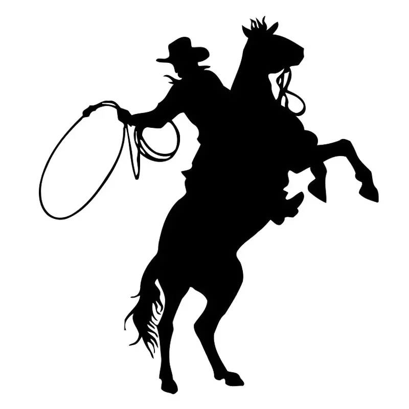 16 * 14.5cm Cowboy Equestrian Rope Shaped Car Window Bumper Motorcycle Accessories Decorative Vinyl Car Stickers