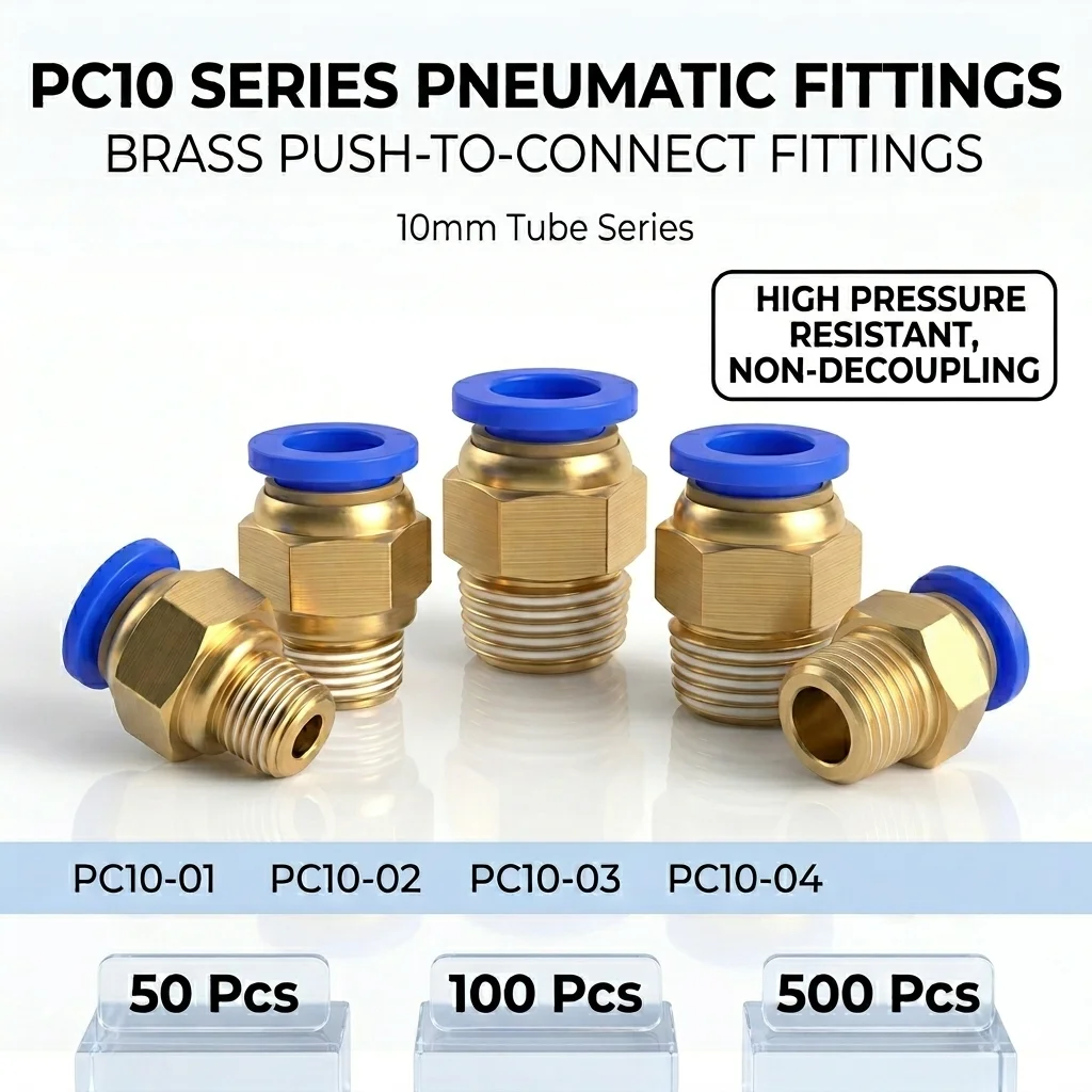 

PC10-01 PC10-02 PC10-03 PC10-04 Brass Pneumatic Fitting 10mm Hose Tube Push In Quick Connector Air Fittings 50/100/500pcs