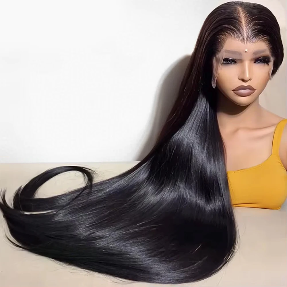 

13x6 30 40 42 Inch Bone Straight Human Hair Wigs 200 Density Brazilian 13x5 HD Lace Frontal Black Raw 100% Front Human Hairs Wig