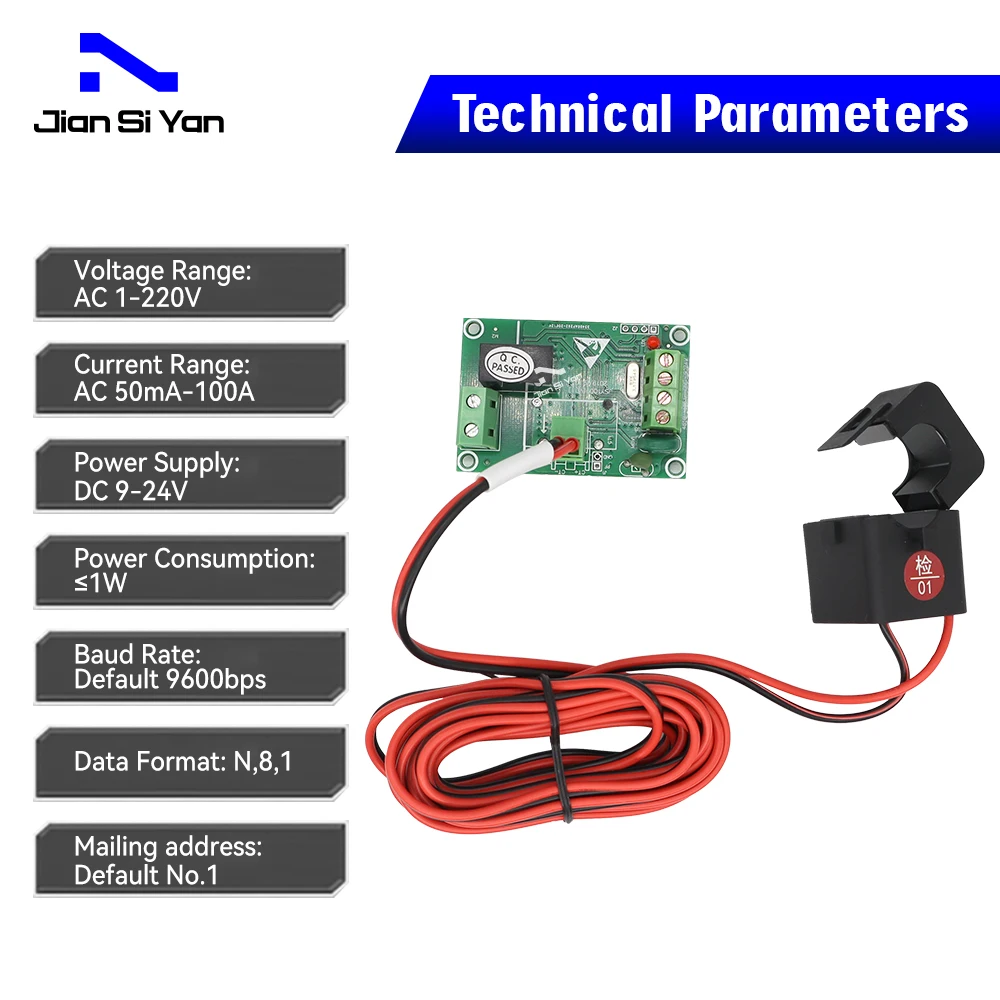 JSY1009 100A Single Phase AC Metering Module RS-485 Modbus-RTU Energy Meter With Open CT