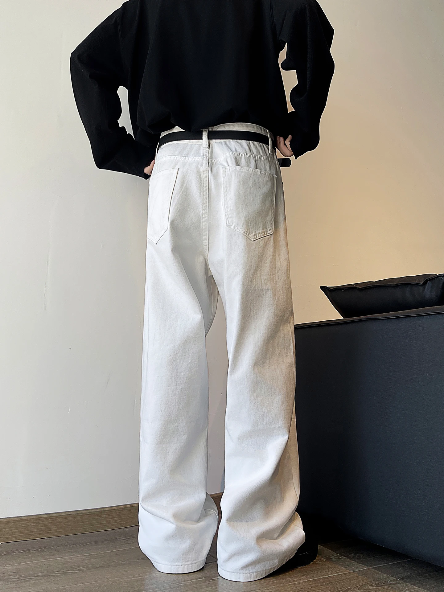 

Мужские джинсы с прямыми штанинами в стиле ретро, повседневные свободные широкие брюки, удобная повседневная одежда в американском стиле High Street Sle