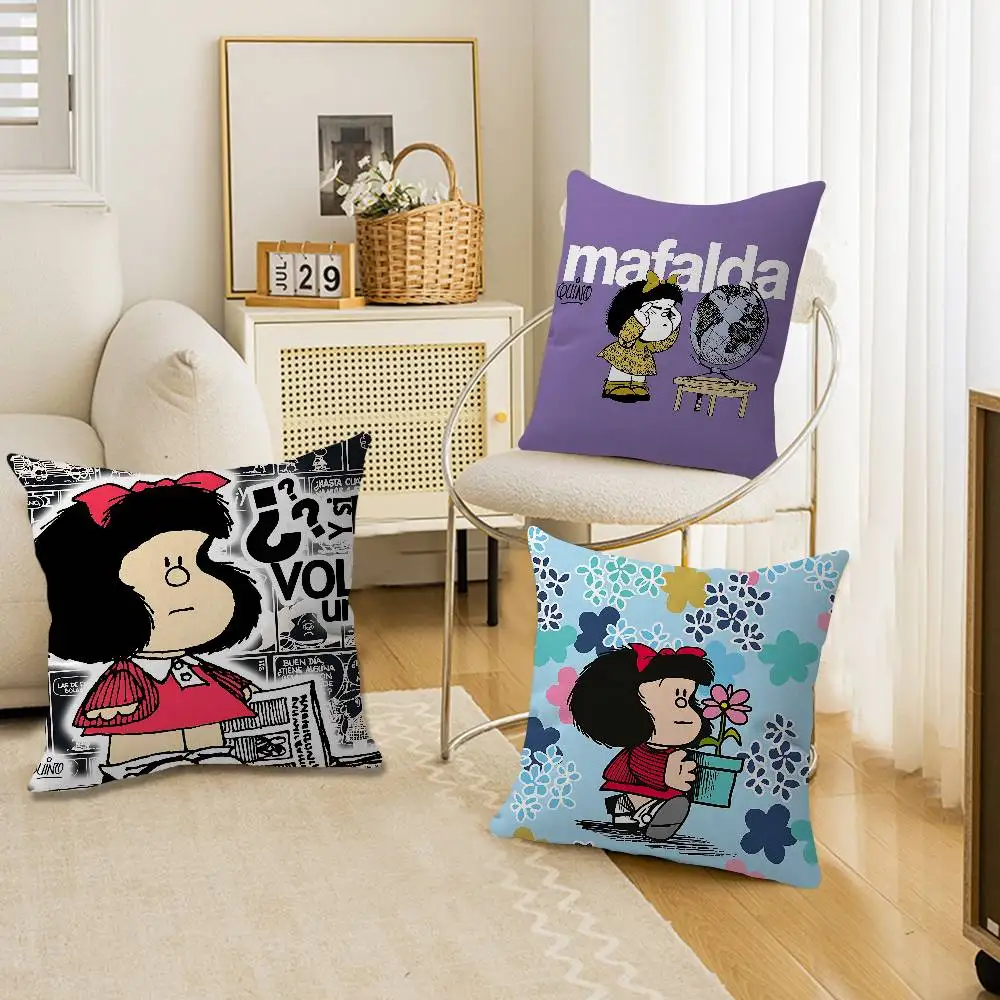 M-Mafalda Girl Personalized Pillow Dust Cover Bedroom Kids Party Decoration Pillowcase Birthday Children Gift