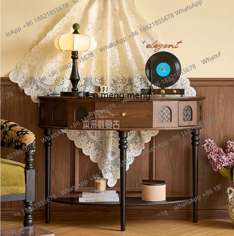 

French solid wood home shelf living room medieval partition decorative cabinet retro locker