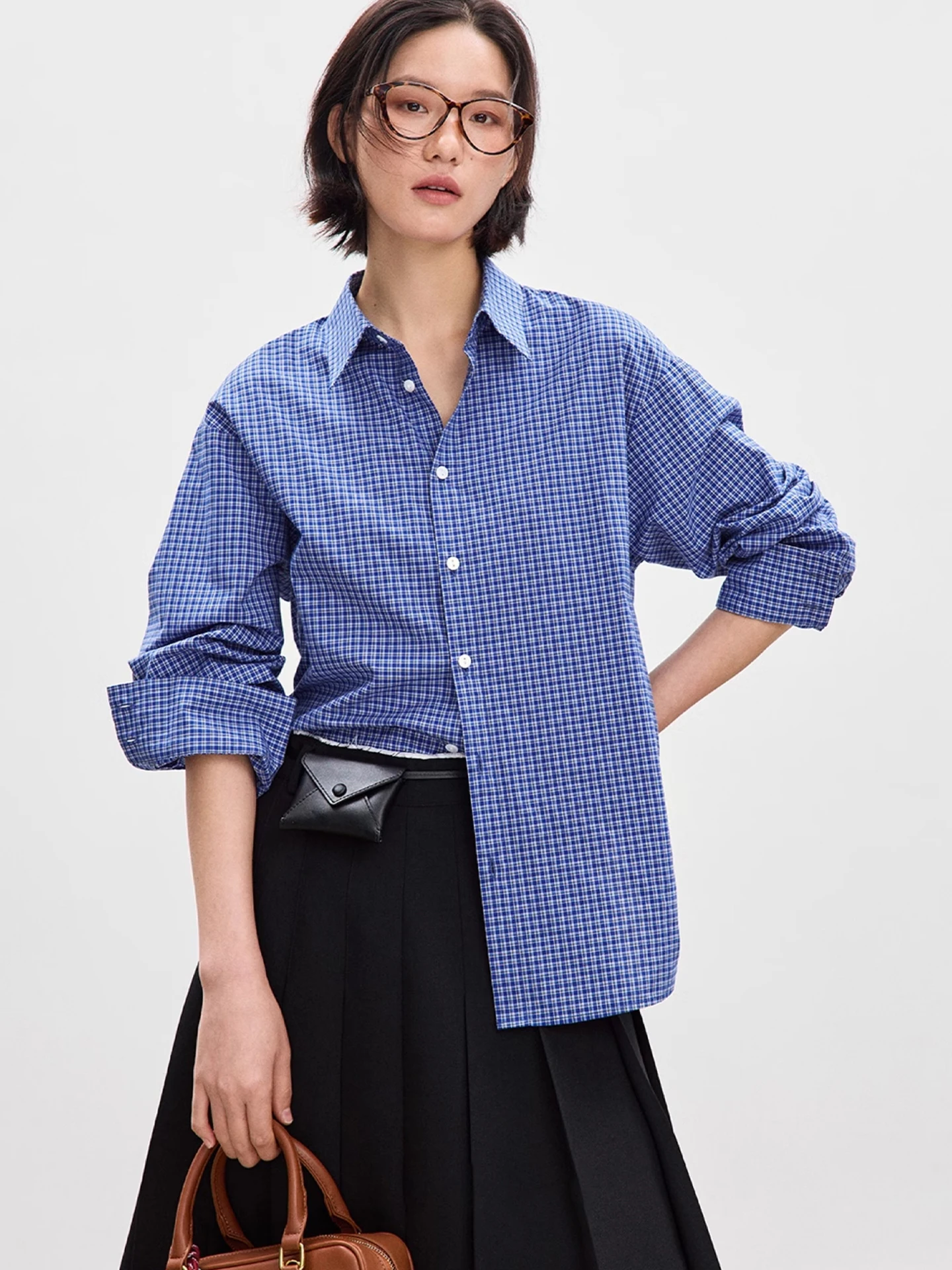 

Ele Collar Long Sve Women's irt Single Button Design Sensation Autumn Faion Korean Sle Straight Cut Silk Top