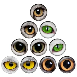 In coppia Dragon Cat Doll Eyes Dome Patterns Round Photo Glass Cabochon Demo Flat Back Making risultati H044