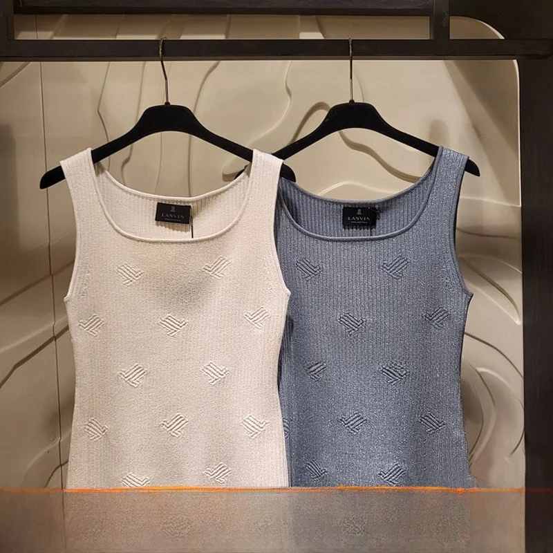 Korean Sle Thin Knitted Vest Elastic Slim Fit Svel Bal Pure Color Commute Sle QPP Brand Summer Season S