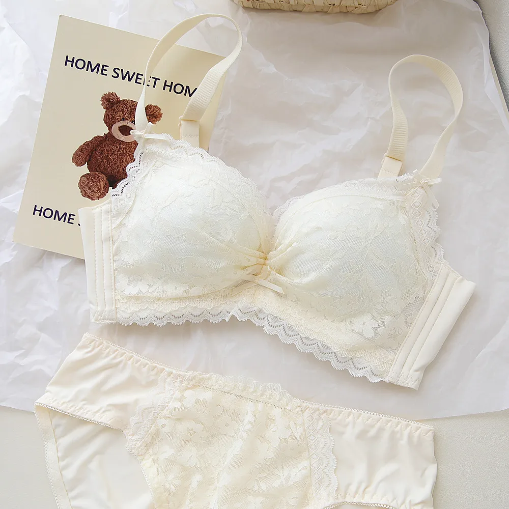 Soft Thickened Bra Set, Modal Wire-Free Lingerie for Girls, Push-Up for Small Bust - Image 3