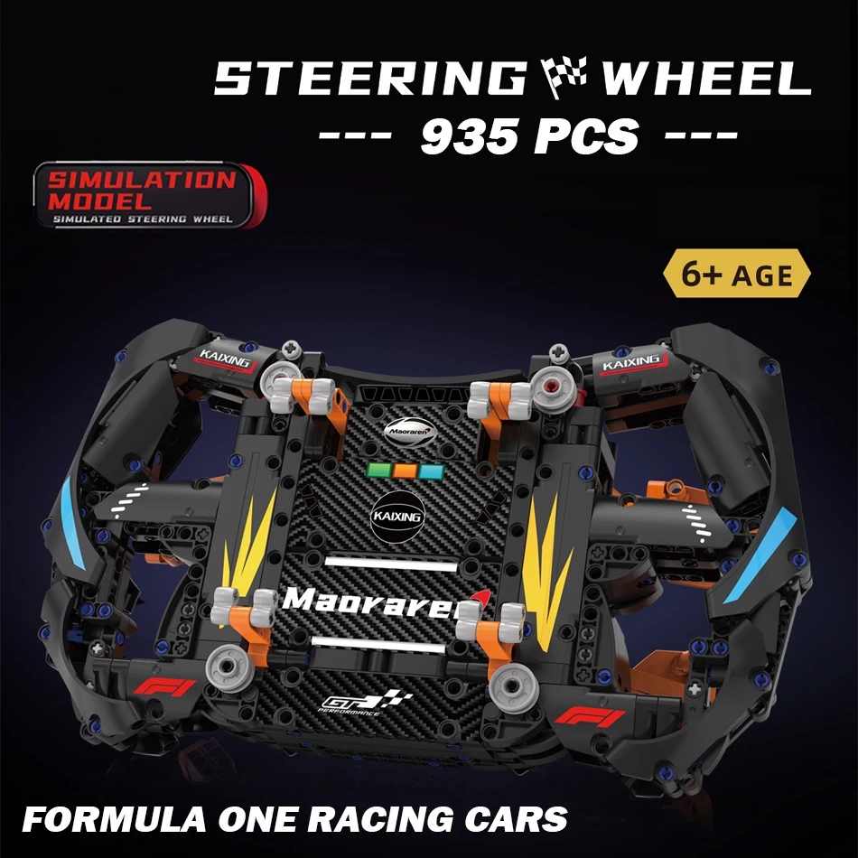 

World Championship Formula Racing Car Steering Wheel Building Blocks Bricks Toys Technology Phone Holder Ornaments for Kids Gift
