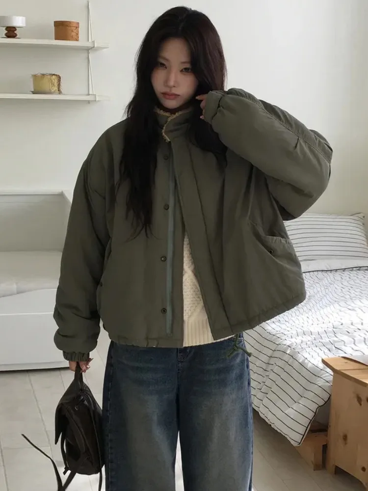 الرجعية Sle المرأة Fce اصطف Jaet فضفاضة الدافئة القطن معطف الوقوف طوق الداخلية ملء شتاء جديد وصول الشارع Sle #2