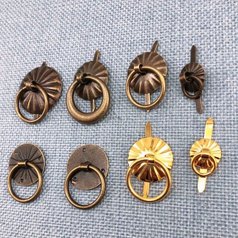 Antique Sun Drawer Cabinet Desk Door Pull Handle Knobs Furniture Hardware,Iron Ring Pin Handles,10Pcs