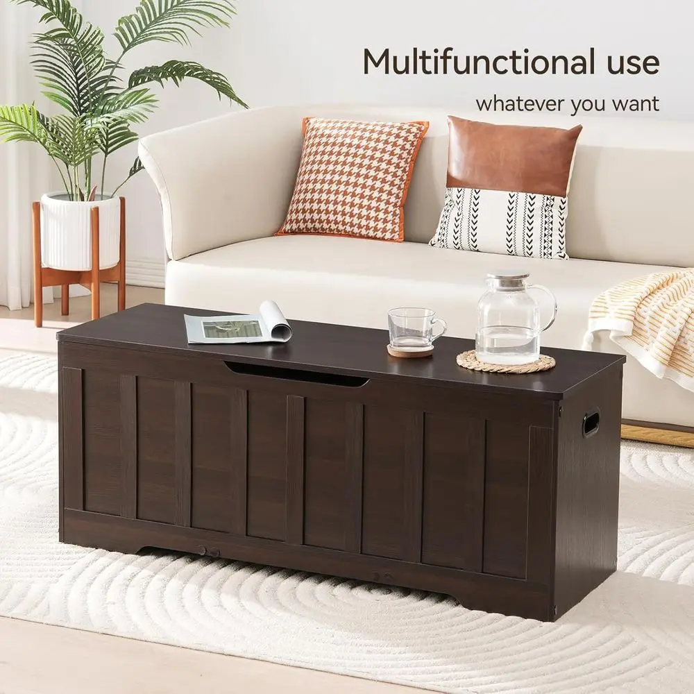 Cassapanca extra large in legno con panca per scarpe, finitura Espresso, 47,2x15,7x19,1 pollici, facile montaggio per camera da letto, soggiorno