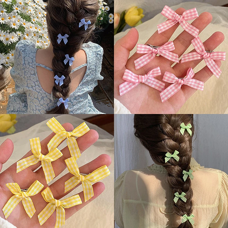 5Pcs Sweet Bowknot Hair Clips For Women Girls Mini Hair Accessories Fairy Bow Side Clip Headwear Cute Multicolor Barrette