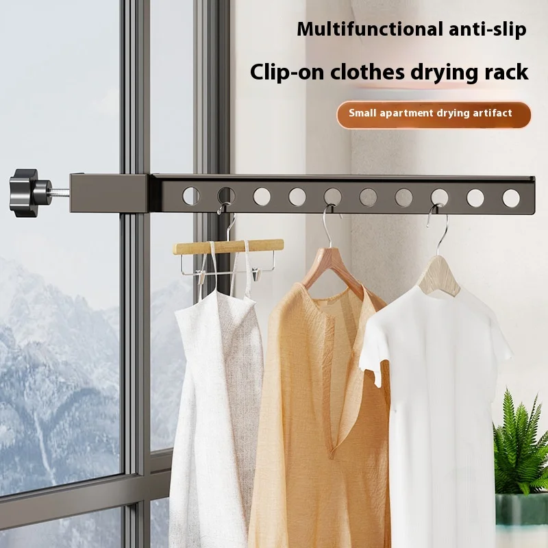 

Foldable Window Clothes Drying Rack Multi-Function Clamp-On Hanger,No Drilling Needed,Space-Saving for Towels&Garments