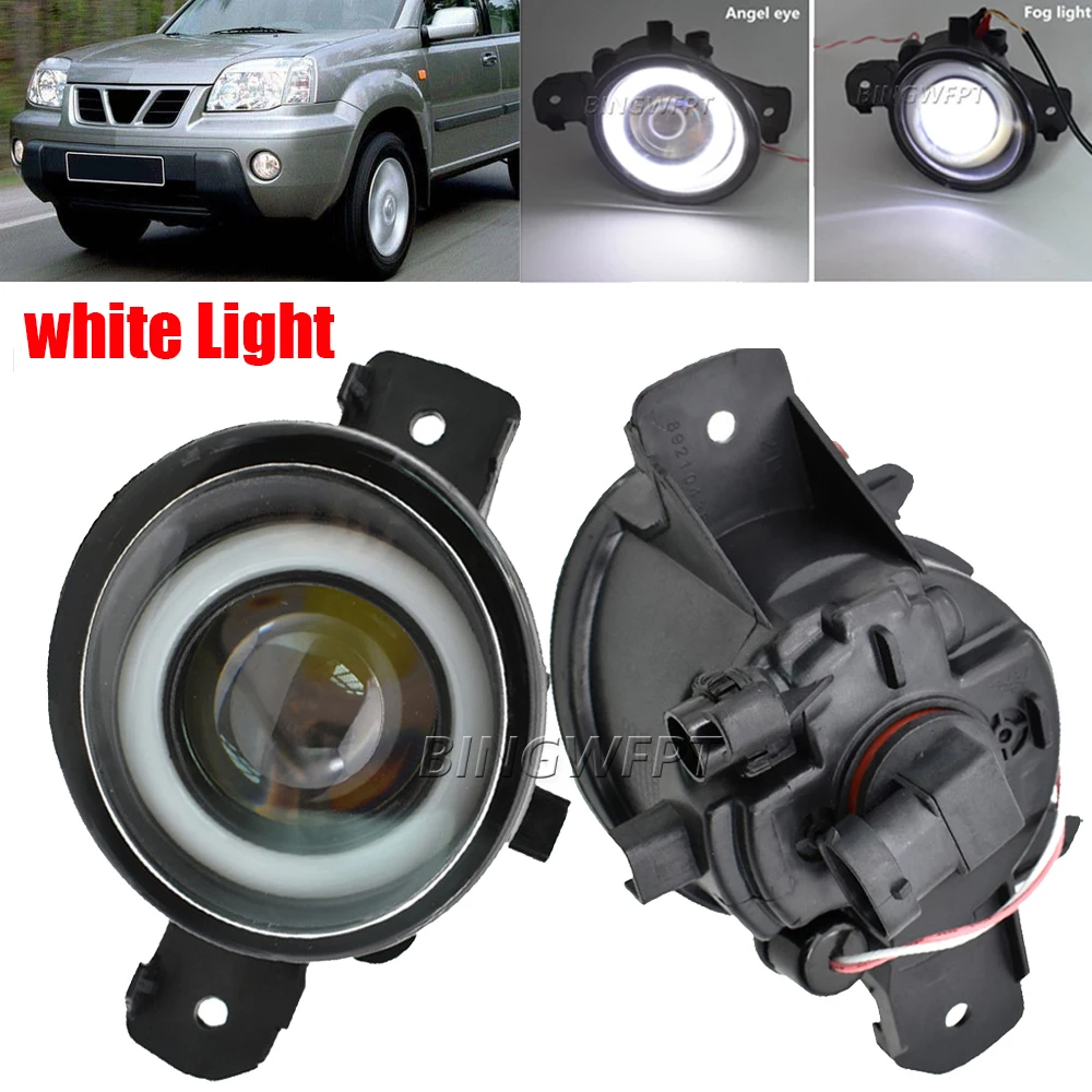 2in1 Angel Eye For Nissan Qashqai 2007 2008 2009 2010 2011 2012 2013 Car LED Lens Fog Daytime Running Light DRL White 12V