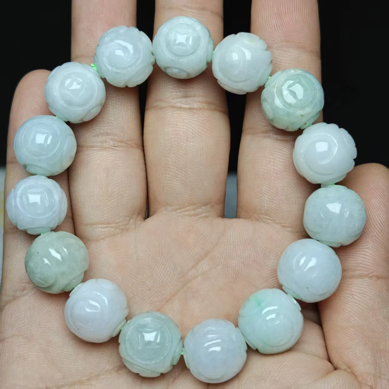 Xingyu Natürliche AAA Burma Jadeit Jade Ruyi Geschnitzte Perlen Armband Glatter Schmuck Mysteriöser Edelstein Geschenk – Detail 5