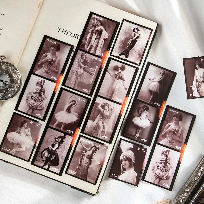 

30 шт. наклейки коллаж ретро ПЭТ наклейки рамка пленка персонажи пленка материал декоративный справочник принадлежности для скрапбукинга 149*85 мм