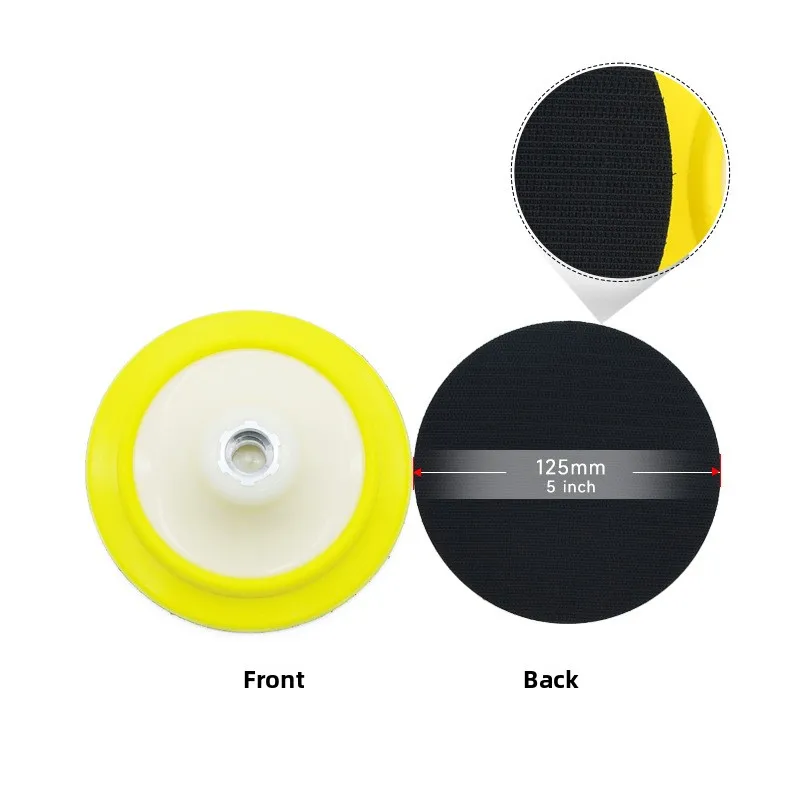 VOLODYMYR 5 Inch Bevel Edge Pneumatic Chassis Flocking Tray Round Backing Plate Sandpaper Self-Adhesive Backing Tray Soft Edge