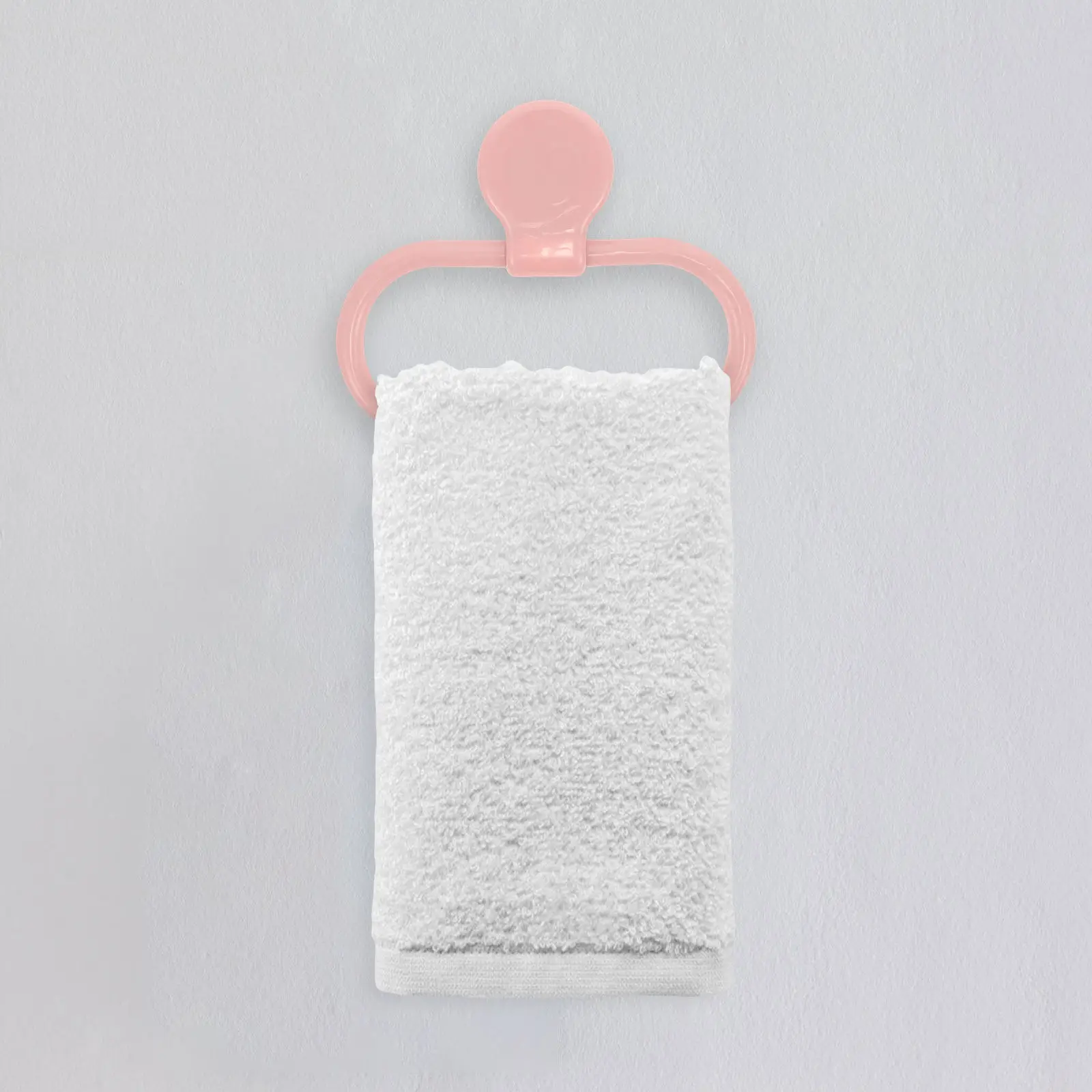 Premium ABS Self-Adhesive Towel Ring No Drilling Required for Bathroom Kitchen Use Easy Peel and Stick Towel Holder Pink