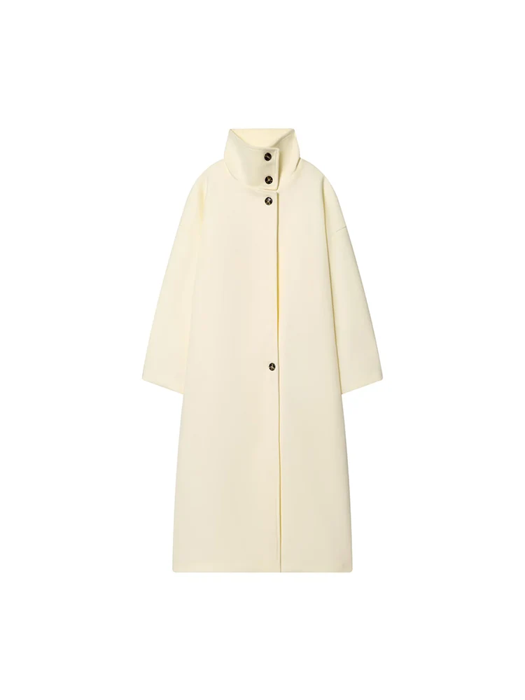 European style new women's fashion versatile and elegant double-faced wool stand-collar long-sleeved coat.