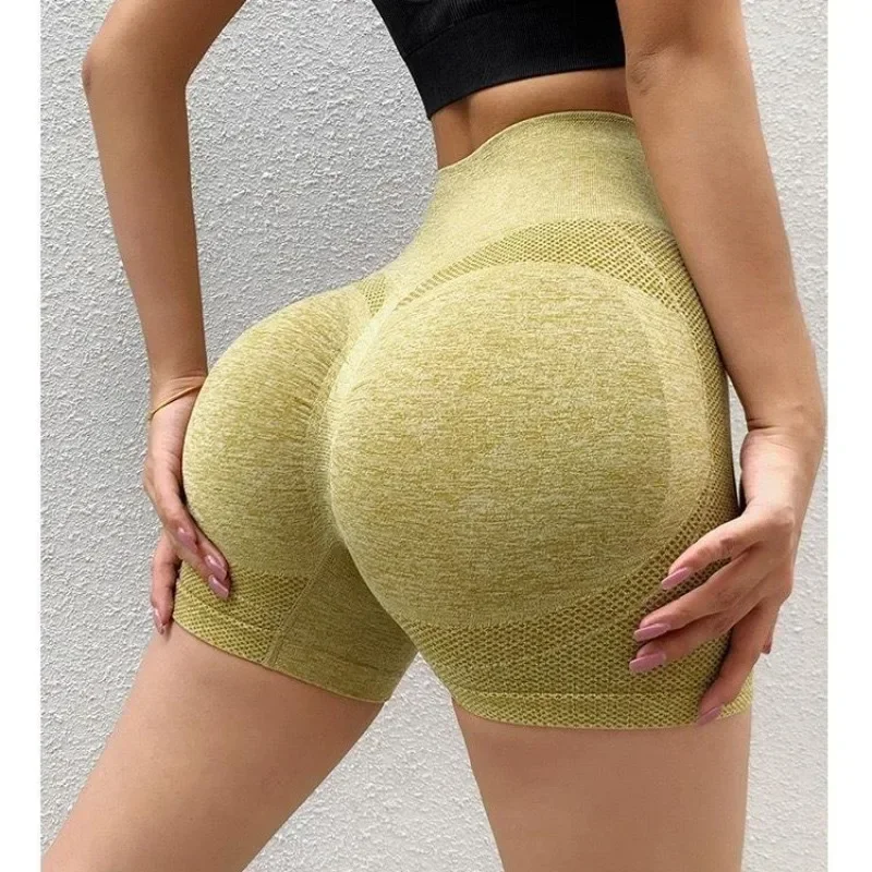 Smiling Face Fitness Pants Sports Yoga Shorts Honey Women's High Waist Quick Drying Seamless Tight Gym Clothing Dropshipping