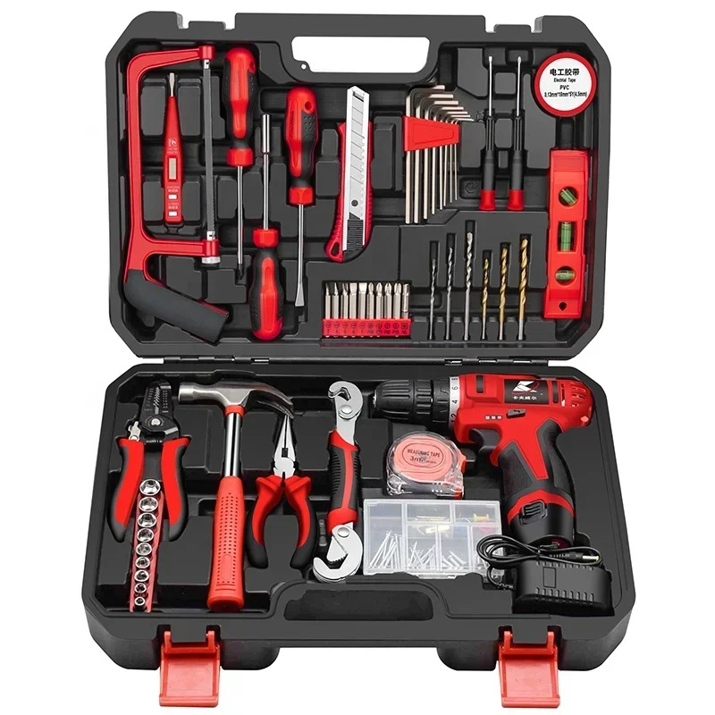 P2982A 109pcs Furadeira elétrica para reparo doméstico Conjunto de ferramentas elétricas Herramientas