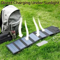 Portable 6 Fold Solar Panel Charger With USB 5V DC Power Bank For Outdoor Emergency Camping Travel Mobile Energy Kit Device