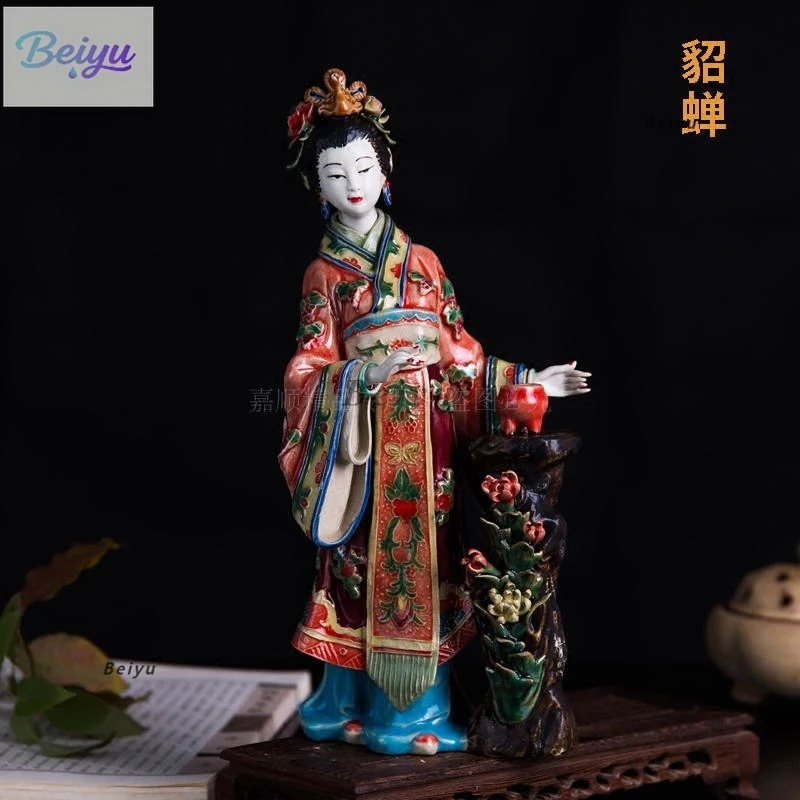 ceramic figure sculpture four beautiful women Chinese classical home decoration lady ornament Shiwan doll boutique handmade