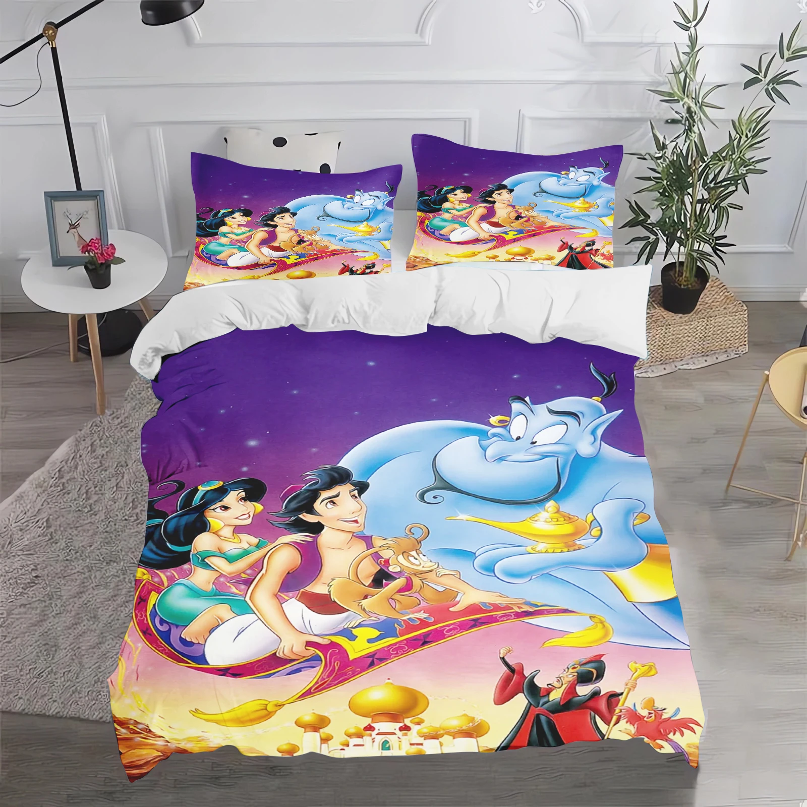 

Princess Jasmine, Aridin Duvet Cover Queen Size Bedding Set 100% Polyester 3-Piece Set 1 Quilt Cover Home Decor