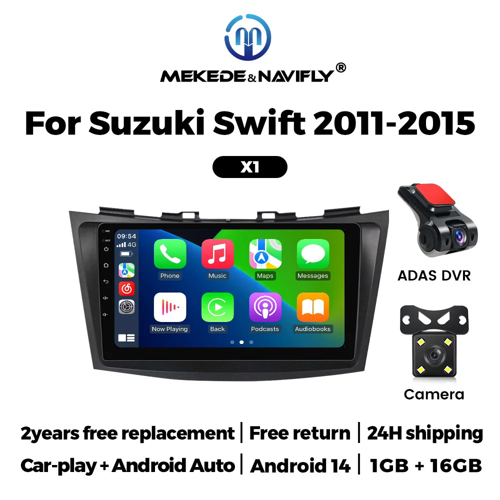 MEKEDE Android 14 Autoradio Stereo Voor Suzuki Swift 2011-2015 Autoradio Multimedia Speler Navigatie WiFi 2Din 9 inch CarPlay
