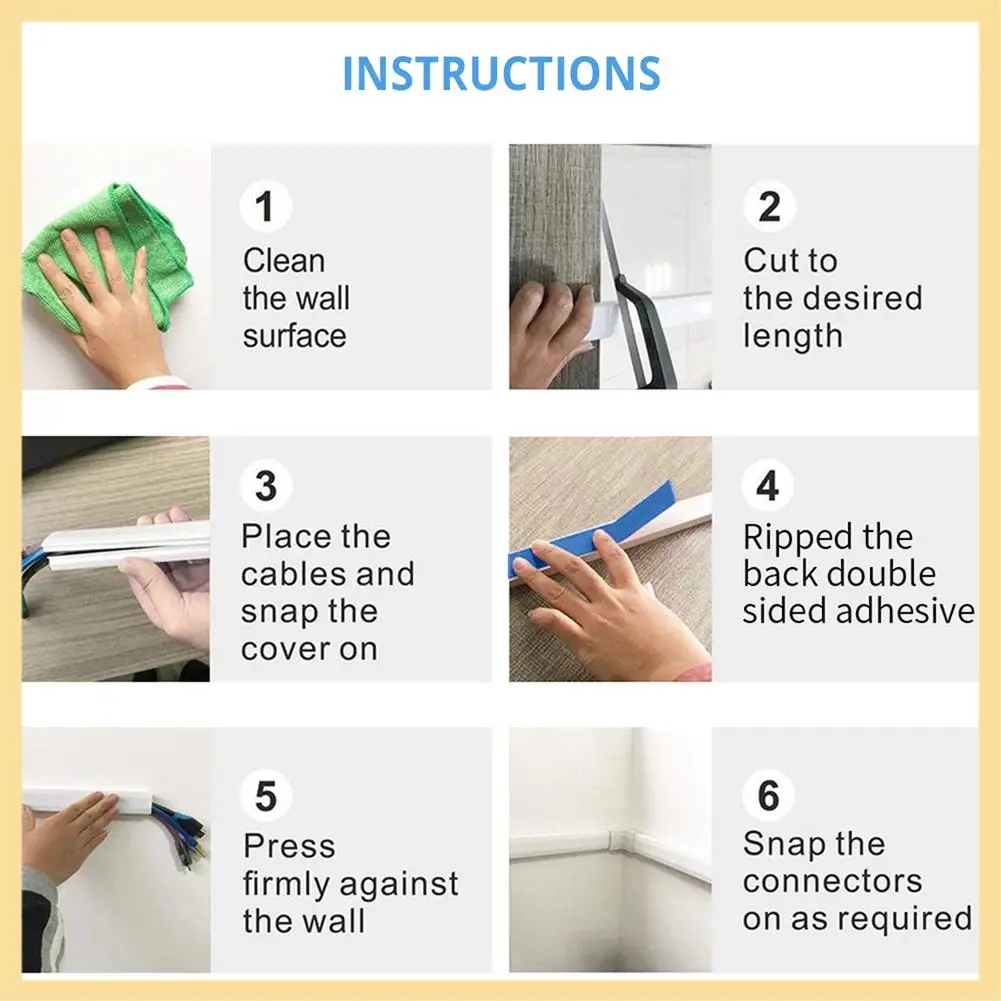 GOOD-10Pcs PVC Cord Duct Cable Cover Raceway Wall Cable Management Electric Cache Cable Channel Wire Cover Waterproof