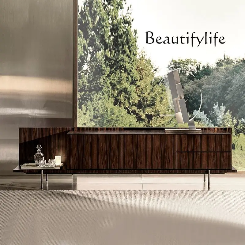 

Italian minimalist solid wood TV cabinet Modern minimalist side cabinet Villa floor cabinet Low can be customized