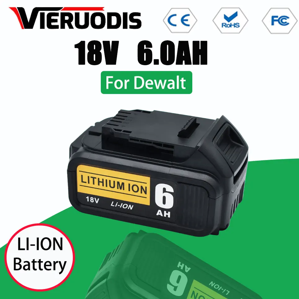 

for DeWalt 18V 6.0Ah 5.0Ah Lithium Battery power Tools DCB184 DCB200 rechargeable electric tool set 20v 5000mah Battery