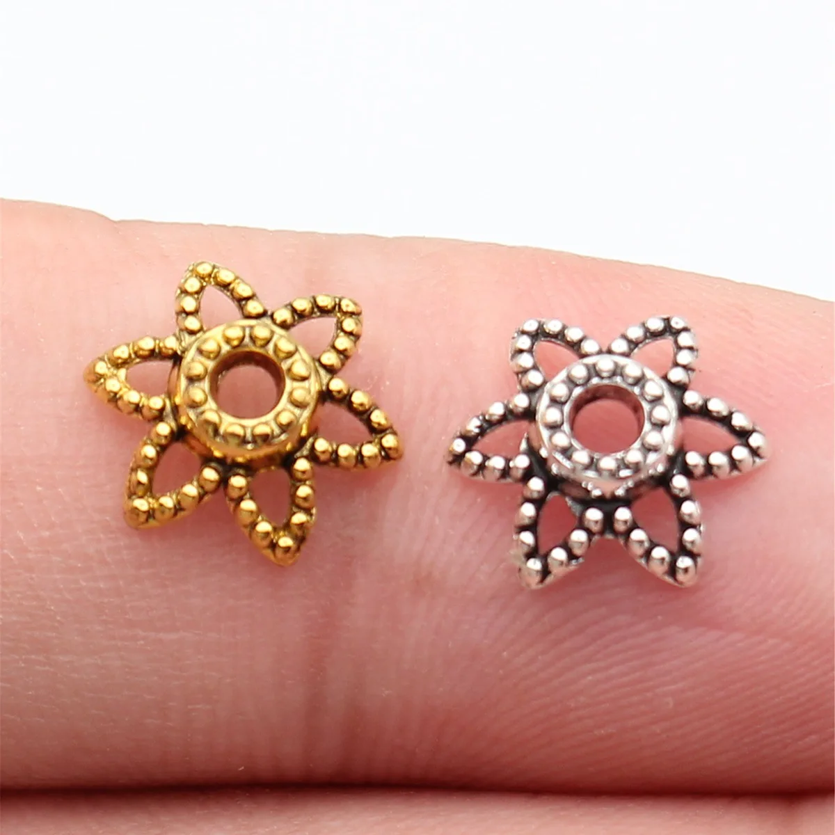 WYSIWYG 50pcs 10x10mm Bead Caps Jewelry Beads Caps 2 Colors Trendy Jewelry Accessories Making Bead Cap For Jewelry Making