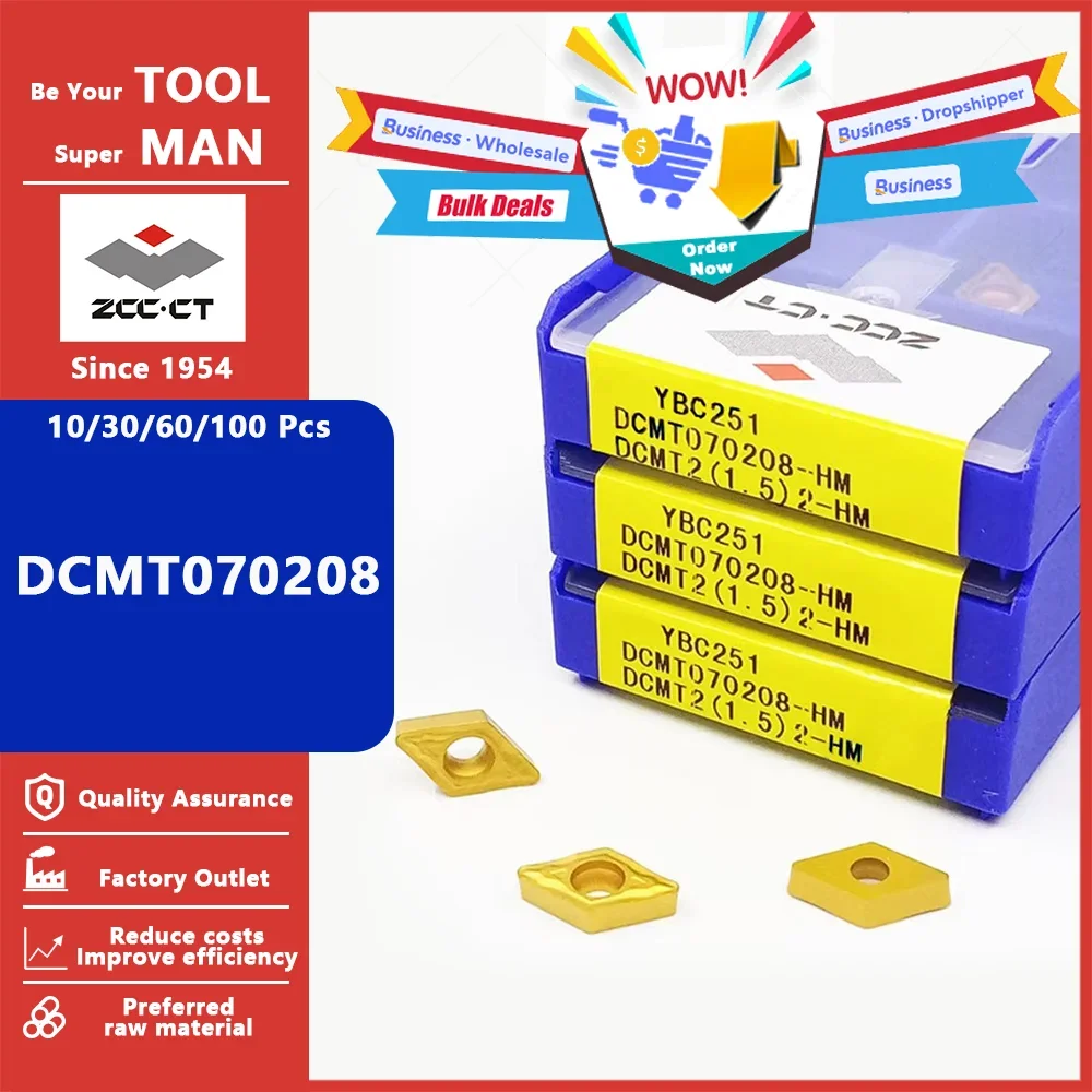 

ZCC CT Business DCMT070208-HM DCMT070208-EM DCMT070208-HF Твердосплавная вставка DCMT 070208 HF EM HM Инструменты с ЧПУ Резак Токарный инструмент с ЧПУ