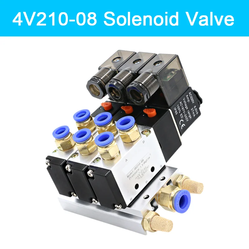 

Pneumatic solenoid valve group valve island 4V210-08 Series AC110V/220V DC12V/24V Block With Muffler Fitting Base Manifold