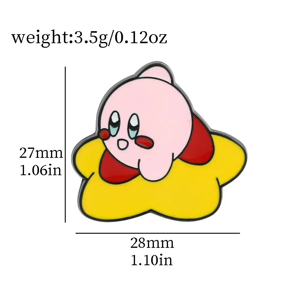 1set Kirby spille smaltate Anime Kawaii spilla in metallo distintivi Cartoon Cute Hat zaino Pin accessori per donna uomo gioielli regali